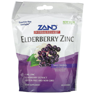 Zand, Elderberry Zinc, Sweet Elderberry, 80 Lozenges - 041954711420 | Hilife Vitamins