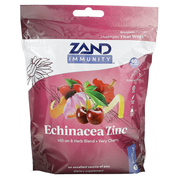 Zand, Echinacea Zinc, Very Cherry, 80 Lozenges - 041954974634 | Hilife Vitamins